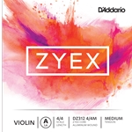 D'Addario Zyex Violin Single A String, 4/4 Scale, Medium Tension