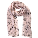 Lightweight Scarf Blush w/Black Notes