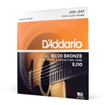 D'Addario EJ10 Bronze Acoustic Guitar Strings, Extra Light, 10-47