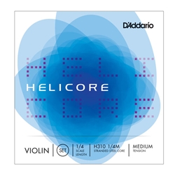 D'Addario Helicore Violin String Set, 1/4 Scale, Medium Tension