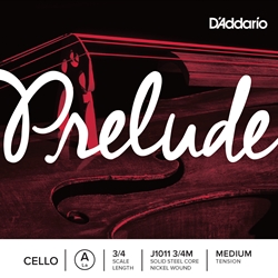 D'Addario Prelude Cello Single A String, 3/4 Scale, Medium Tension