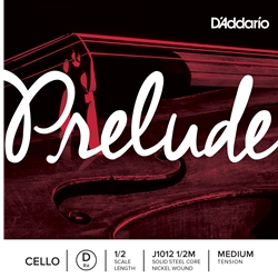 D'Addario Prelude Cello Single D String, 1/2 Scale, Medium Tension