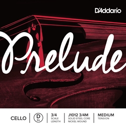 D'Addario Prelude Cello Single D String, 3/4 Scale, Medium Tension