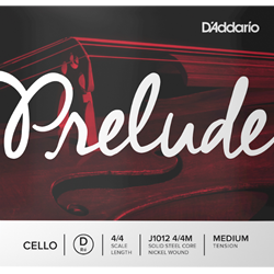 D'Addario Prelude Cello Single D String, 4/4 Scale, Medium Tension