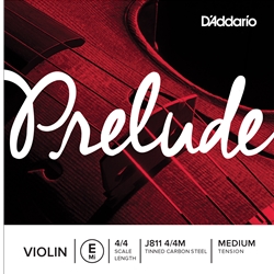 D'Addario Prelude Violin Single E String, 4/4 Scale, Medium Tension