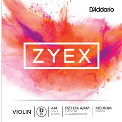D'Addario Zyex Violin Single Aluminum D String, 4/4 Scale, Medium Tension