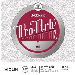 D'Addario Pro-Arte Violin String Set with Wound E, 4/4 Scale, Medium Tension