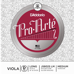 D'Addario Pro-Arte Viola Single Silver Wound D String, Long Scale, Medium Tension