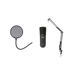 On Stage Broadcast Bundle w/USB Mic, Pop Blocker, & Boom Arm