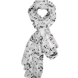 Lightweight Scarf White w/Black Notes