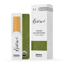 D'Addario Organic Reserve Tenor Saxophone Reeds, Strength 2.5, 5-pack