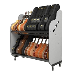 A&S Band Room Double-Stack™ Guitar Storage Shelf Rack for Classrooms